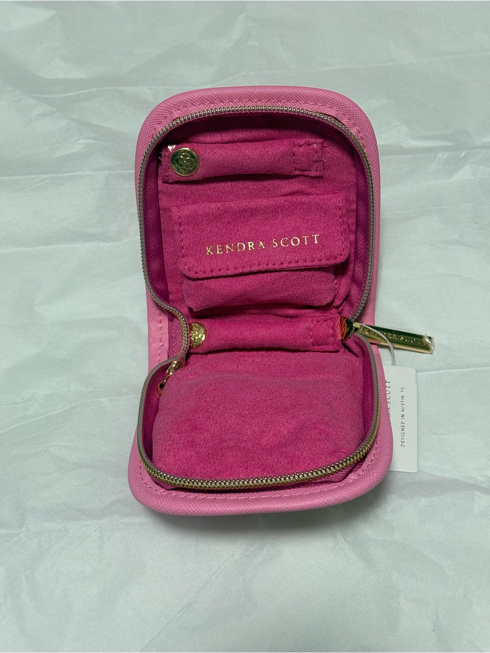 NWT Kendra Scott Travel Jewelry Wallet Pouch in Shimmer Pink - Picture 8 of 12